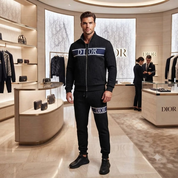 Luxury Black Tracksuit with Signature Logo Detailing