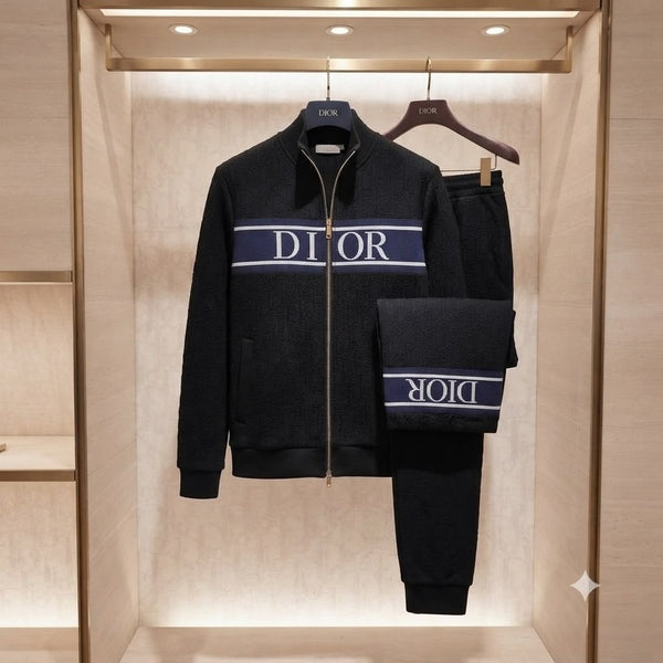 Luxury Black Tracksuit with Signature Logo Detailing