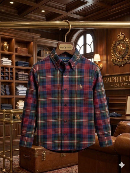 Kids Premium Check  Shirt Classic Maroon  & Blue Chek