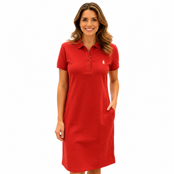Premium Red Polo Shirt Dress for Women