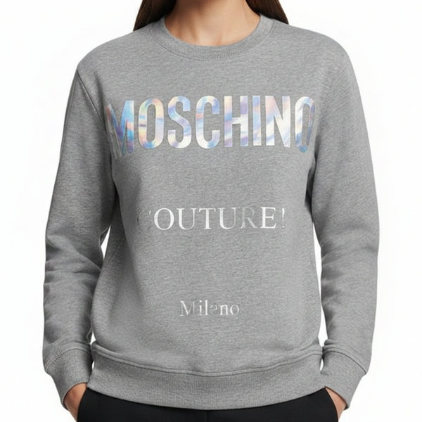 Men Premium Grey Crew Neck Graphic Sweatshirt