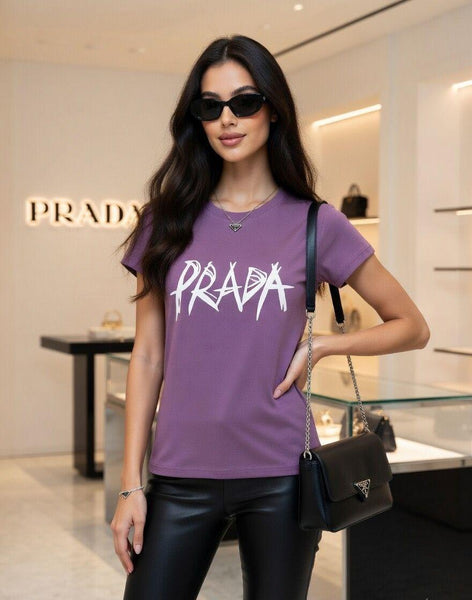 Women Premium Purple Graphic Print Round Neck T-Shirt