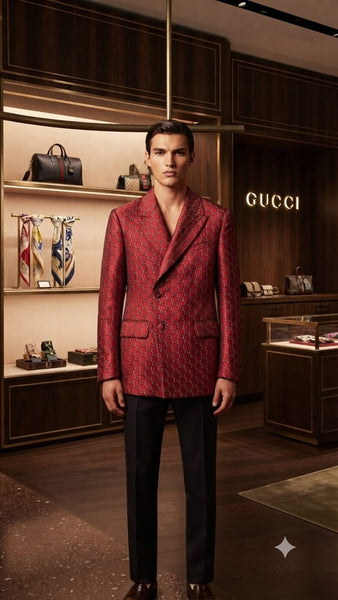 Burgundy Monogram Jacquard Blazer