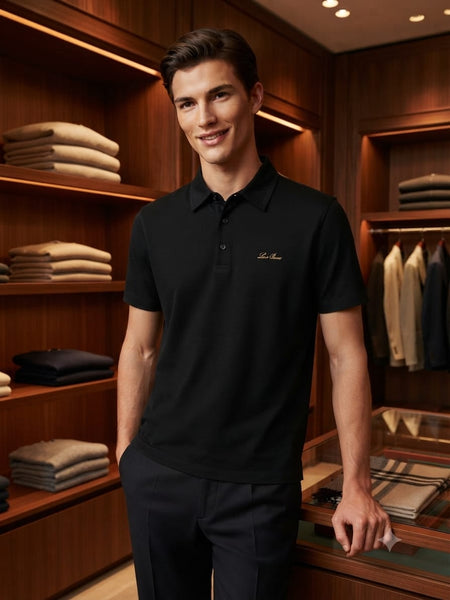 Luxury Elegant Black Polo T-Shirt for Men Premium Regular Fit