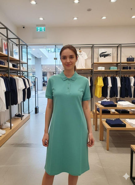 Classic Short-Sleeve Polo Shirt Dress with Collared Design