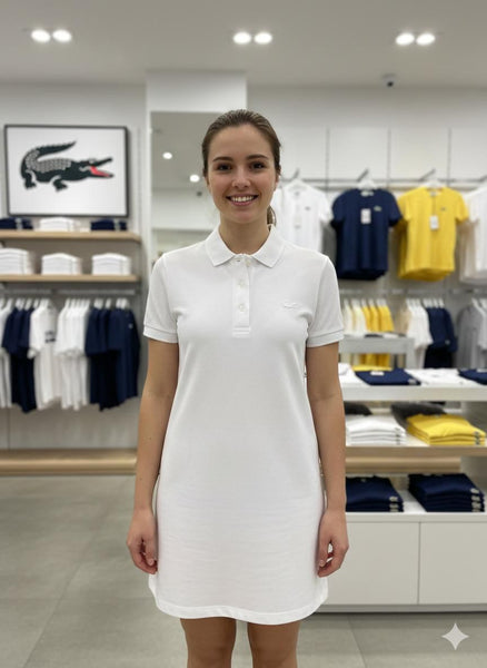 Classic Short-Sleeve Polo Shirt Dress with Collared Design