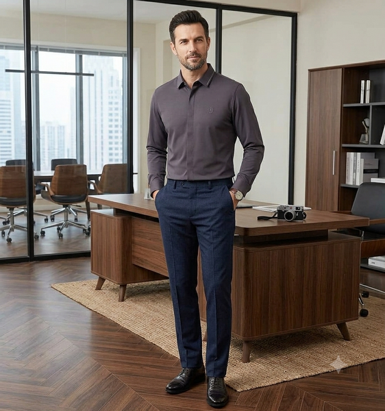 Men Premium Solid Formal Shirt – Long Sleeve Smart Fit Dress Shirt