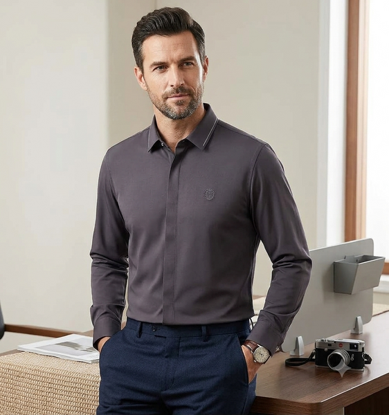 Men Premium Solid Formal Shirt – Long Sleeve Smart Fit Dress Shirt
