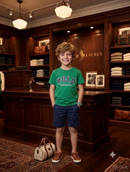 Kid Branded Classic Green Graphic Crew-Neck T-Shirt