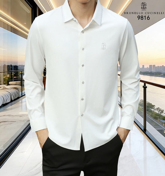 Premium White Casual Shirt Full Sleeve Button-Down Formal Shirt For Men