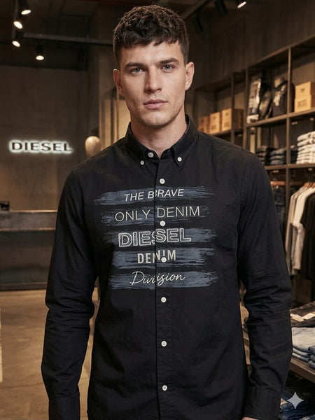 Men’s Premium White Graphic Printed Shirt Full Sleeve Button-Down Cotton Shirt