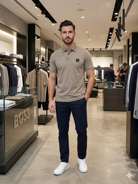 Men Solid Polo Premium Color T-Shirt with Minimal Patch Logo Detail