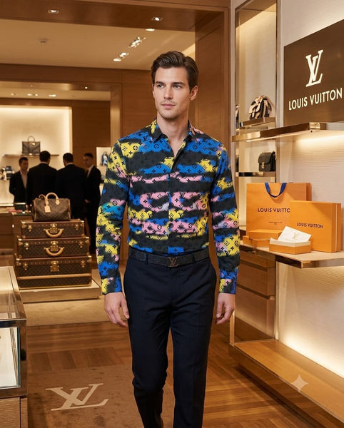 Men Premium Printed Casual Shirt – Colorful Full-Sleeve Button-Down