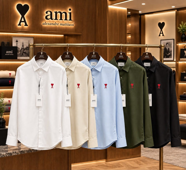 Men’s Premium Full Sleeve Casual Shirt Classic Solid Colors with Stylish Heart Logo