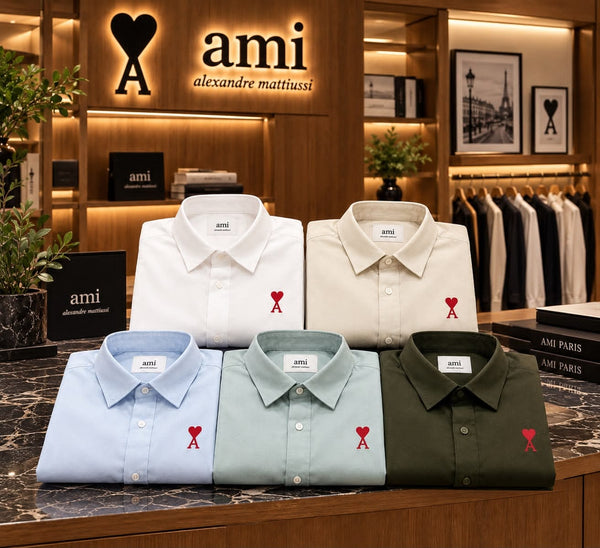 Men’s Premium Full Sleeve Casual Shirt Classic Solid Colors with Stylish Heart Logo