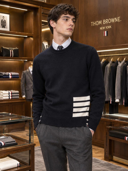 Elegant Brand  Diagonal Stripe Merin Wool Knit Pullover