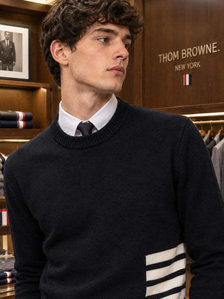 Elegant Brand  Diagonal Stripe Merin Wool Knit Pullover