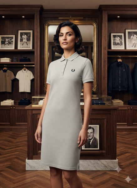 Premium Cotton Polo Women Dresses – Classic Collar, Short Sleeve & Embroidered Detail