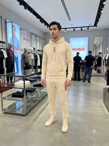 Cream Loungewear Set with Red Accent Details