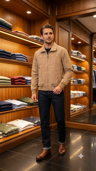 Men High End Quality Jacket – Classic Beige Zip-Up