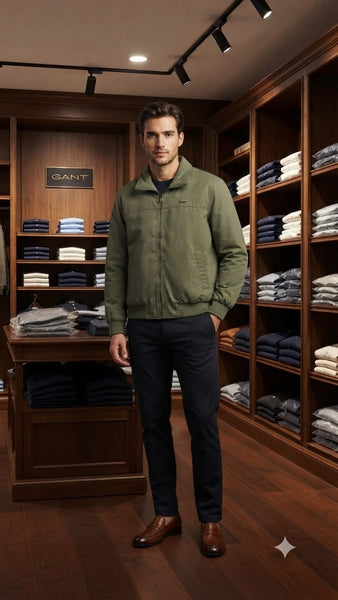 Men High End Quality Jacket – Olive Green Zip-Up