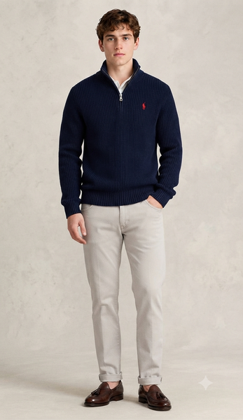 Premium Quality Quarter-Zip Pullover – Regular Fit Knit Sweater