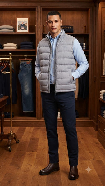 High-End Quality Puffer Jacket in Regular Fit Available Now – Luxury Light Grey Quilted Collection with Premium Soft Finish