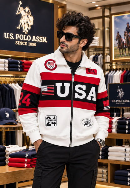 Imported Exclusive High End Quality Zip Up Sweatshirts Available Now – Luxury White Bold Graphic Collection in Soft Premium Finish