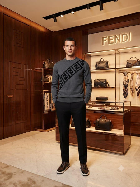 Premium Exclusive High End Quality Imported Authentic Quality Pullover Available Now – Luxury Grey Knit Collection with Bold Diagonal Detail in Soft Premium Finish