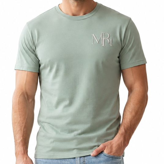 Premium Exclusive High-End Quality Soft Sage Drop Shoulder Crew-Neck Tee