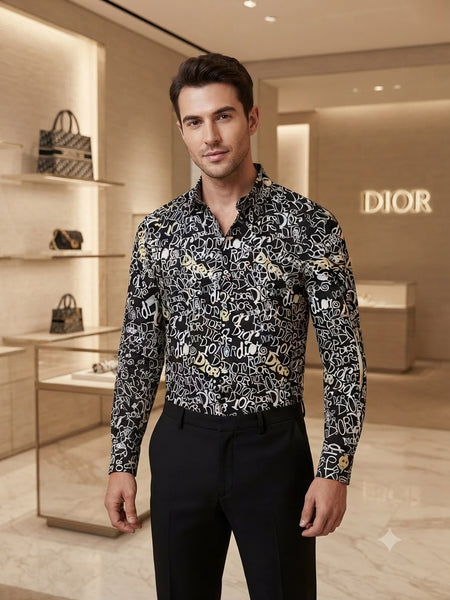 Premium Exclusive High-End Quality Black Graffiti Print Long Sleeve Shirt