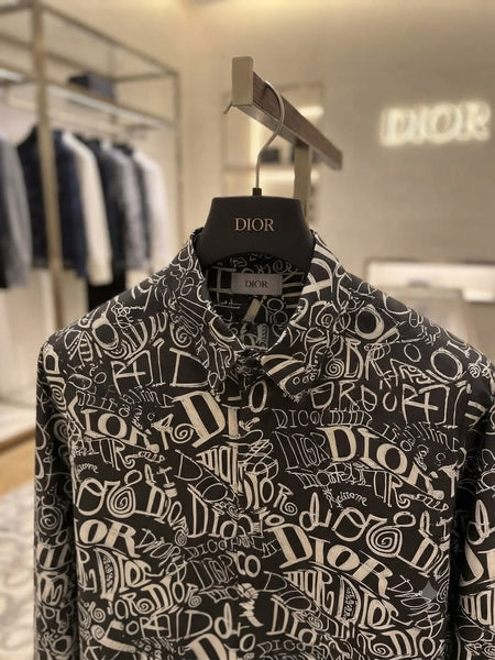 Premium Exclusive High-End Quality Black All-Over Graffiti Print Long Sleeve Shirt