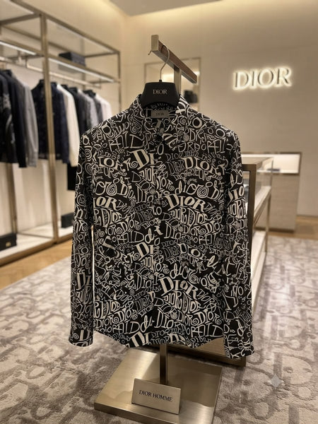 Premium Exclusive High-End Quality Black All-Over Graffiti Print Long Sleeve Shirt