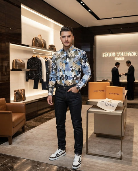 Premium Exclusive High-End Quality Abstract Camo Print Long Sleeve Shirt