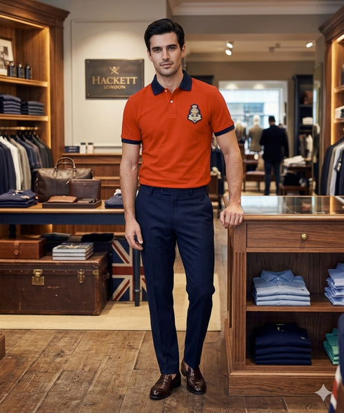 Premium Short Sleeve Polo Tee with Contrast Details
