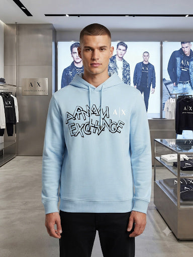 Premium Soft Blue Pullover Hoodie with Graphic Print