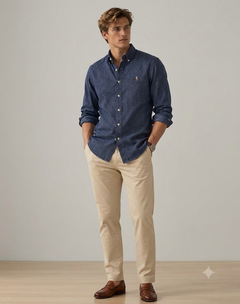 Premium Exclusive High-End Quality Soft Chambray Denim Button-Down Shirt