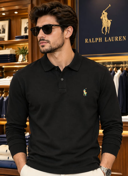 Premium Exclusive High-End Quality Black Long Sleeve Polo T-Shirt