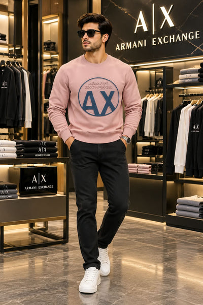 Premium Exclusive High-End Quality Soft Pink Crew-Neck Sweatshirt with Circular Logo