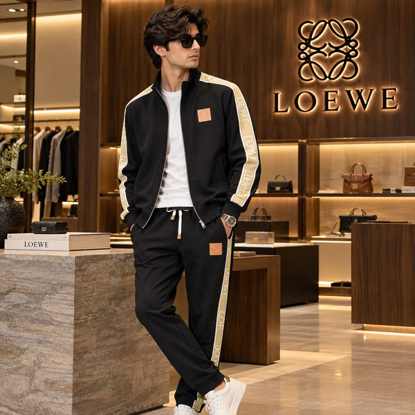 Premium Exclusive High-End Quality Black Tracksuit Set with Contrast Side Stripes