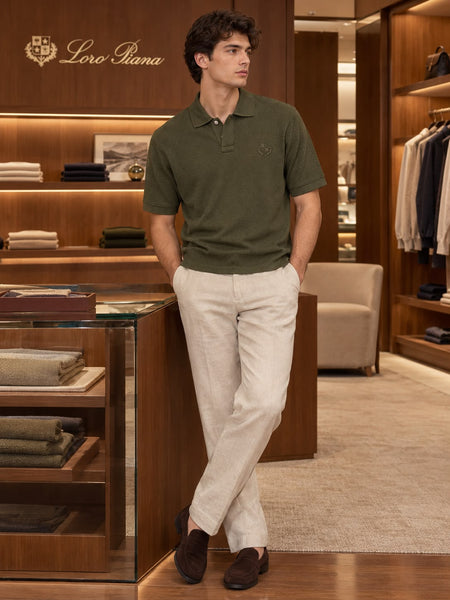 Premium Exclusive High-End Quality Olive Green Textured Short Sleeve Polo Tee