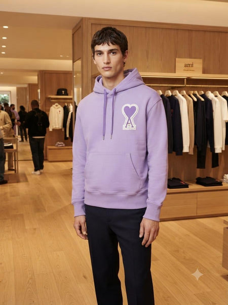 Premium Exclusive High-End Quality Lavender Hoodie with Heart Logo Detail