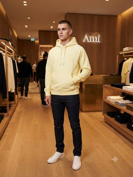 Premium Exclusive High-End Quality Pale Yellow Hoodie with Tonal Heart Logo