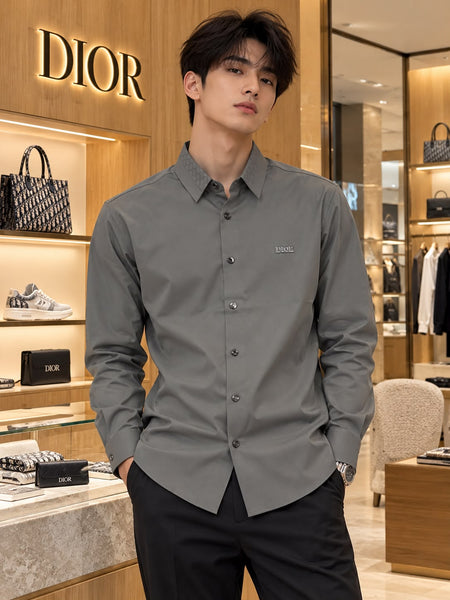Premium Exclusive High-End Quality Grey Long Sleeve Button-Down Shirt