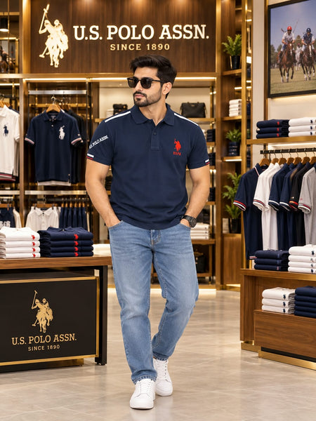Premium Exclusive Contrast-Stripe Polo Shirt