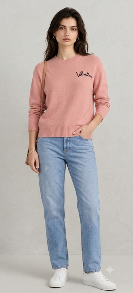 Premium Exclusive Soft Script Embroidered Crew-Neck Pullover