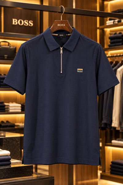 Premium Men’s Zip Polo T-Shirt Luxury Smart Casual Half Sleeve Tee