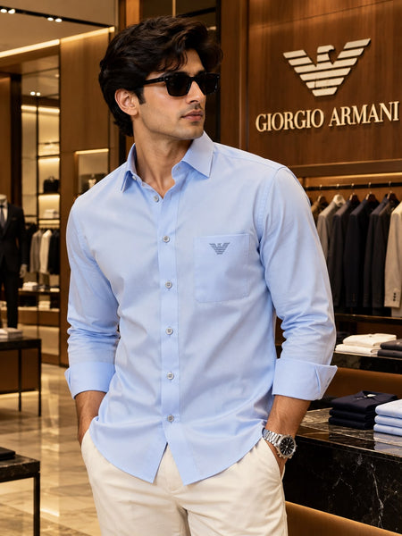 Premium Exclusive High-End Light Blue Formal Button-Down Shirt