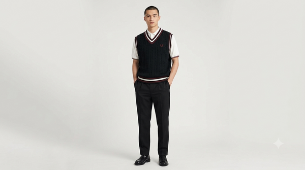 Premium Exclusive High-End Authentic Cable Knit V-Neck Sweater Vest