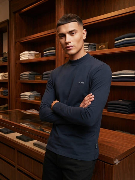 Exclusive Premium Soft Suede-Feel Mock Neck Long Sleeve Pullover